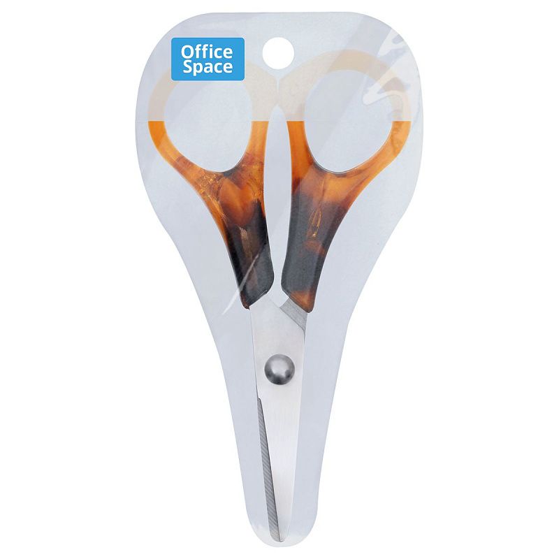 Ножницы OfficeSpace 12cм, ручки под янтарь, ПВХ чехол с европодвесом