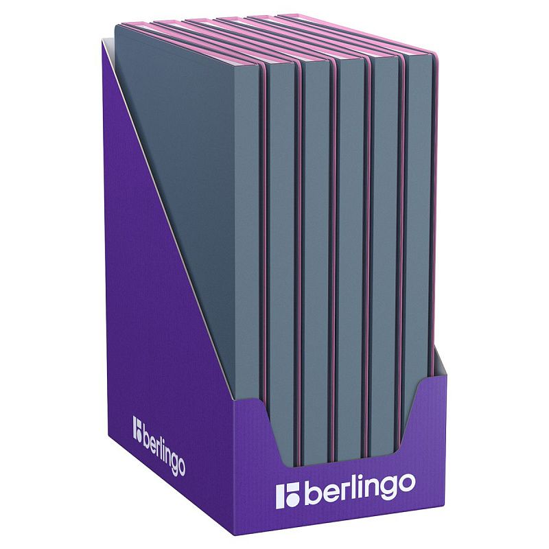 Папка с 20 вкладышами Berlingo "Soft Touch Pro", 17мм, 700мкм, с внутр. карманом, серая, внутр. лиловая, софт-тач 