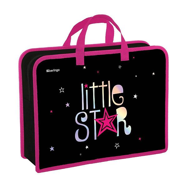 Папка с ручками 1 отделение, А4 Berlingo "Little Star", 340*245*100мм, пластик, на молнии