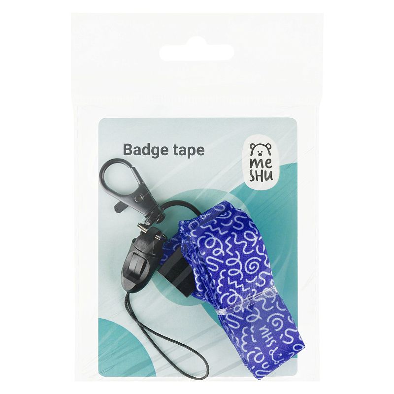 Лента для бейджей MESHU "Doodles", 45см, петелька, карабин, опп пакет с европодвесом