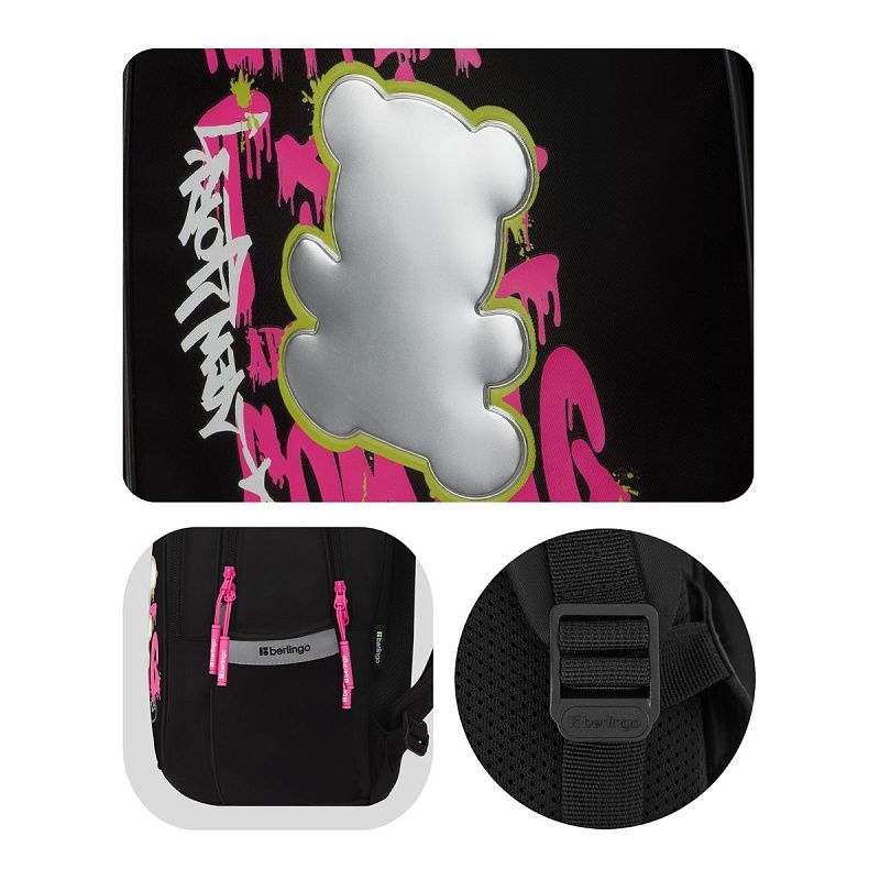 Рюкзак Berlingo Modern "Fashion bear" 38*30*18см, 3 отделения, 2 кармана, эргономичная спинка 