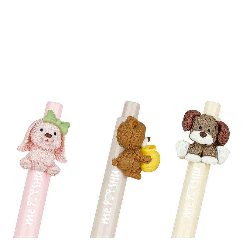 Карандаш механический MESHU "Funny friends", печать на корпусе, 0,7мм, софт-тач, ассорти, с топпером 