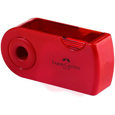 Точилка пластиковая Faber-Castell "Sleeve" 2 отверстия, контейнер, красная/синяя 