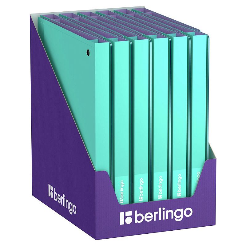 Папка на 4 кольцах Berlingo "Haze" A4, 24мм, 600мкм, D-кольца, с внутр. карманом, мятная, софт-тач 