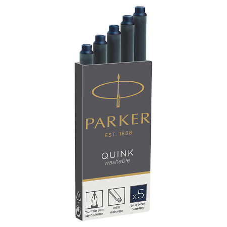 Картриджи чернильные Parker "Cartridge Quink" смываемые сине-черные, 5шт., картонная коробка