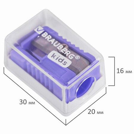 Точилка BRAUBERG KIDS "MINI", с контейнером, пластиковая, пастельные цвета ассорти, 271944 