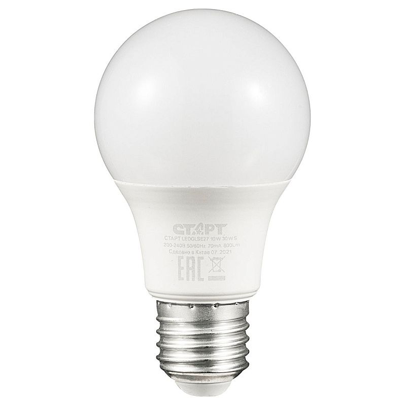 Лампа светодиодная Старт LED, серия "WS" 10W30, тип А "груша", E27, 2700К, теплый свет, 25000ч