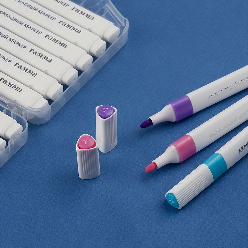 Маркеры акриловые Гамма "Классические", 60 цв., трехгран., пластик.бокс