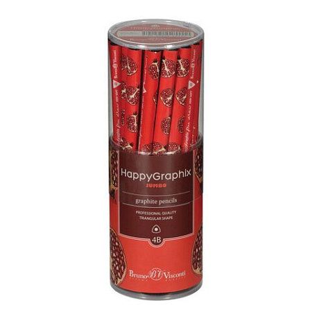Карандаш чернографитный утолщенный BRUNO VISCONTI "HappyGraphix Jumbo", "Fresh & fruity. Гранат", 4В, 21-0062/04 