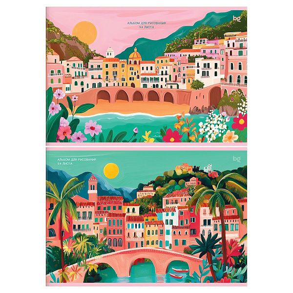 Альбом для рисования 24л., А4, на скрепке BG "Город на берегу"