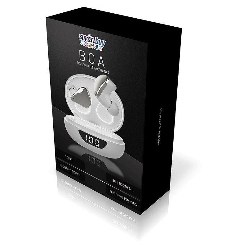 Наушники с микрофоном беспроводные Smartbuy Boa, Bluetooth 5.1, сенс. упр., разъем Type-C, белый
