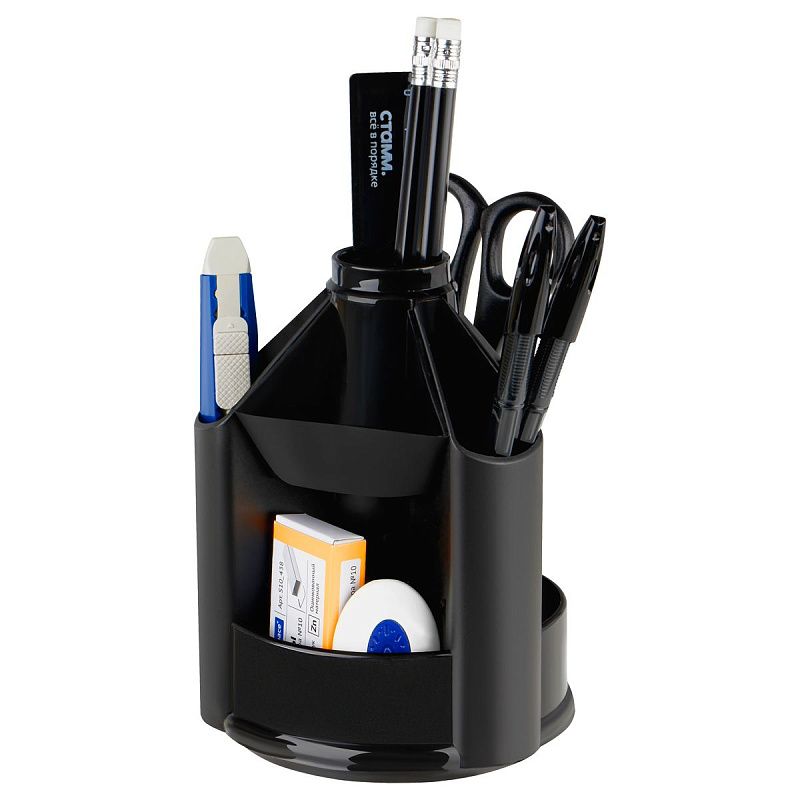 Набор канцелярских принадлежностей СТАММ "MiniDesk", 13 предметов, вращающийся, черный