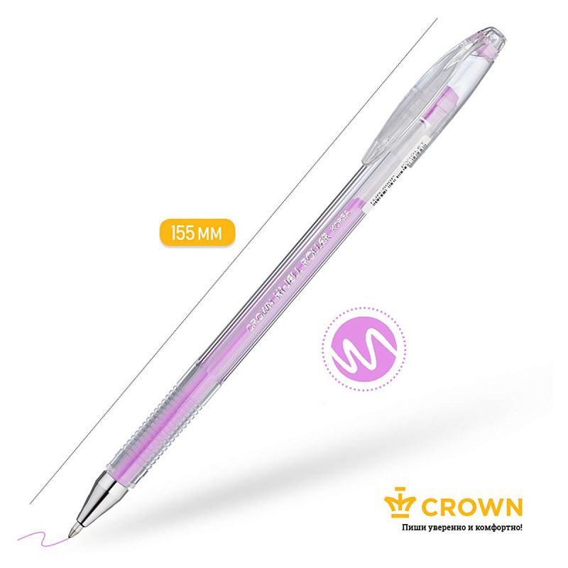 Ручка гелевая Crown "Hi-Jell Pastel" фиолетовая пастель, 0,8мм 