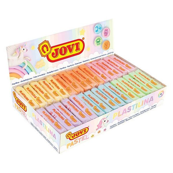 Пластилин JOVI, брусок 50г, пастельный, ассорти 6цв.