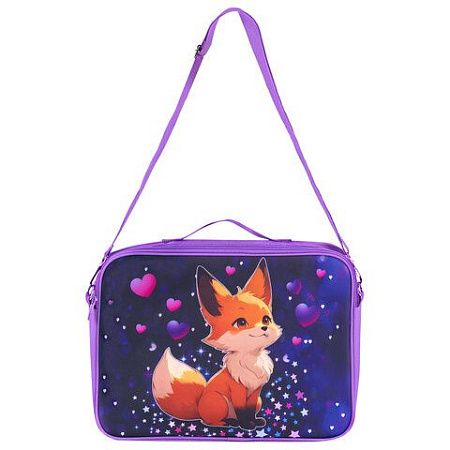 Папка на молнии с ручками BRAUBERG KIDS А4, 1 отделение, регулируемый плечевой ремень, 60 мм, "Fairy fox", 273317 