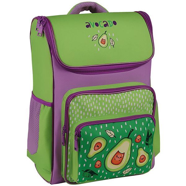 Ранец ArtSpace облегченный Happy School "Happy Avocado" 39*28*18см, 1 отделение, 4 кармана, анатомическая спинка