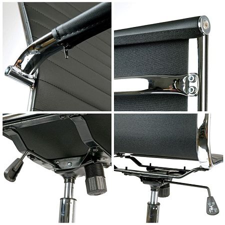 Кресло руководителя Helmi HL-E17 "Slim", экокожа черная, хром