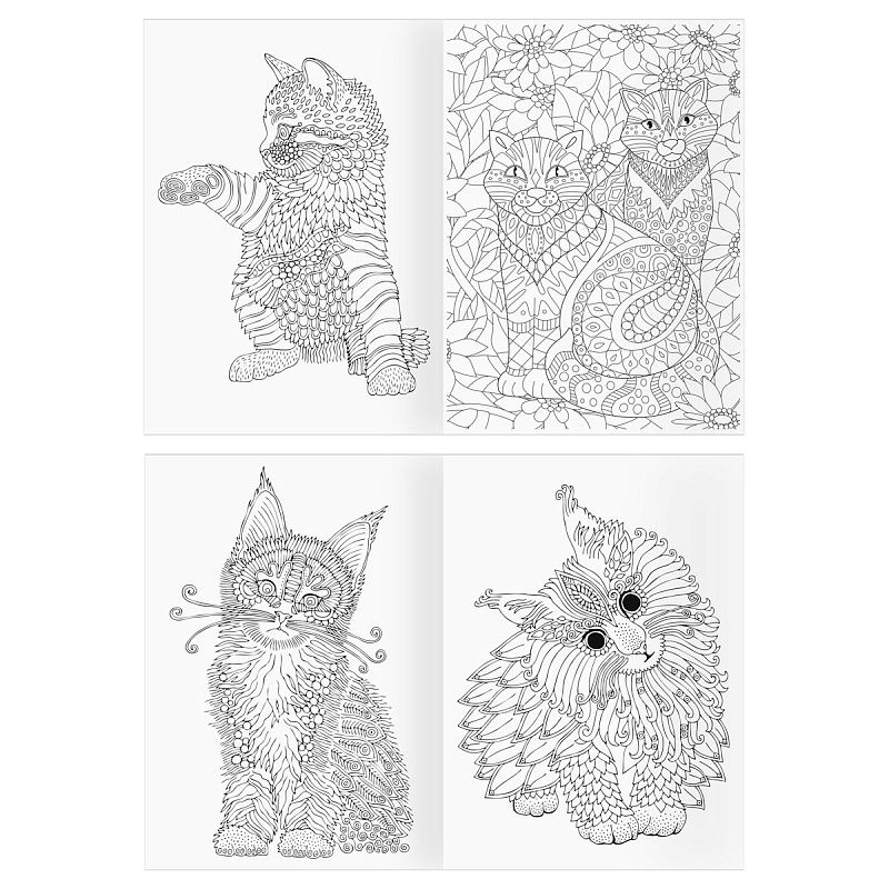 Раскраска А4 ТРИ СОВЫ "Антистресс. Мир кошек", 16стр.