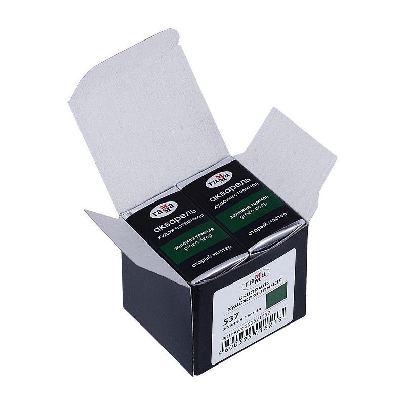 Акварель художественная Гамма "Старый Мастер" зеленая темная, 2,6мл, кювета