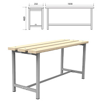 Скамья деревянная на металлокаркасе "СТ 1", 1000х350х460 мм, каркас металлический серый, сиденье дерево