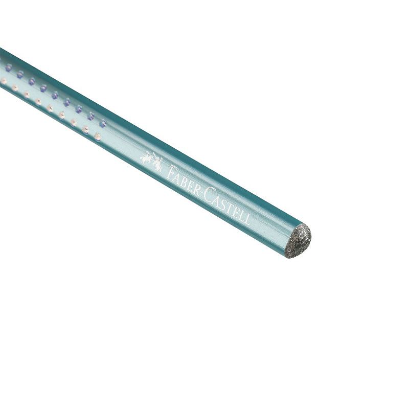 Карандаш ч/г Faber-Castell "Sparkle" В, трехгранный, заточен., голубой металлик 