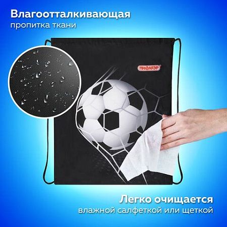 Мешок для обуви ПИФАГОР, 1 отделение, 40х32 см, Ball kick, 272386 