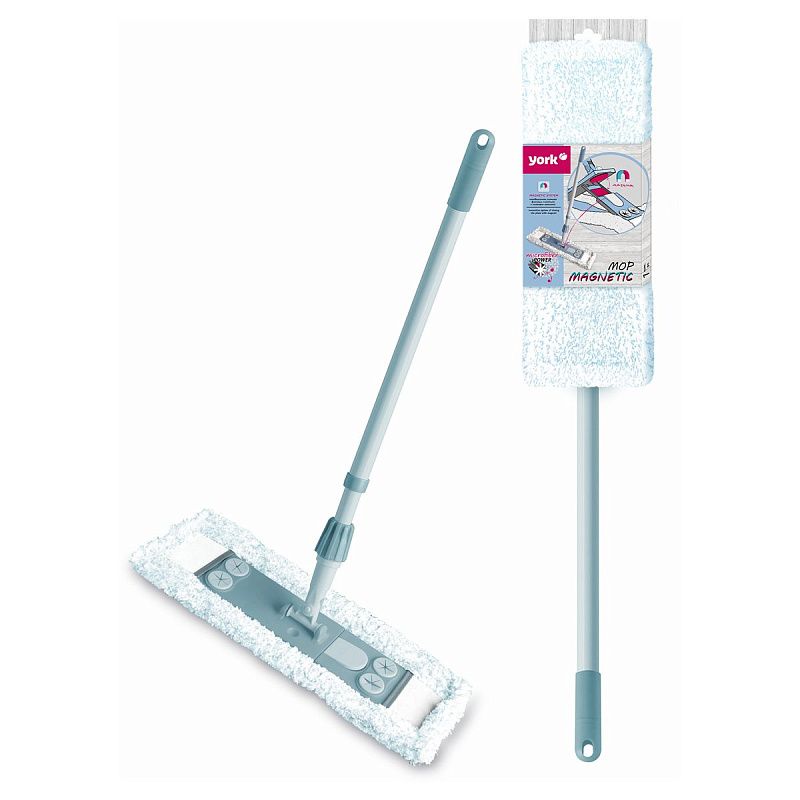 Швабра York "Магнетик" с флаундером 41*8,5см, телескоп. ручка 90-145см, МОП микрофибра