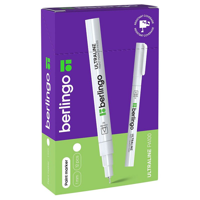 Маркер-краска Berlingo "Uniline PA100" белая, 1мм, нитро-основа 
