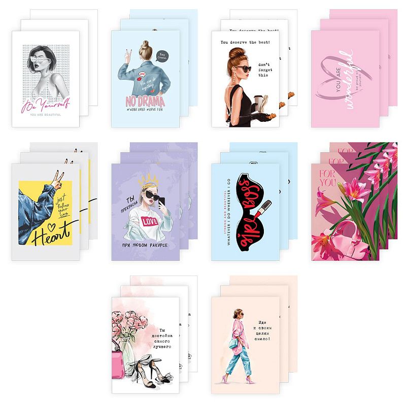 Набор открыток MESHU "Girl power" 30шт., глянцевая ламинация
