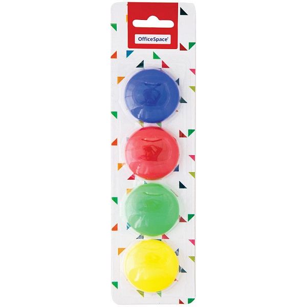 Магнит для досок OfficeSpace 40мм, 4шт., ассорти, блистер, европодвес