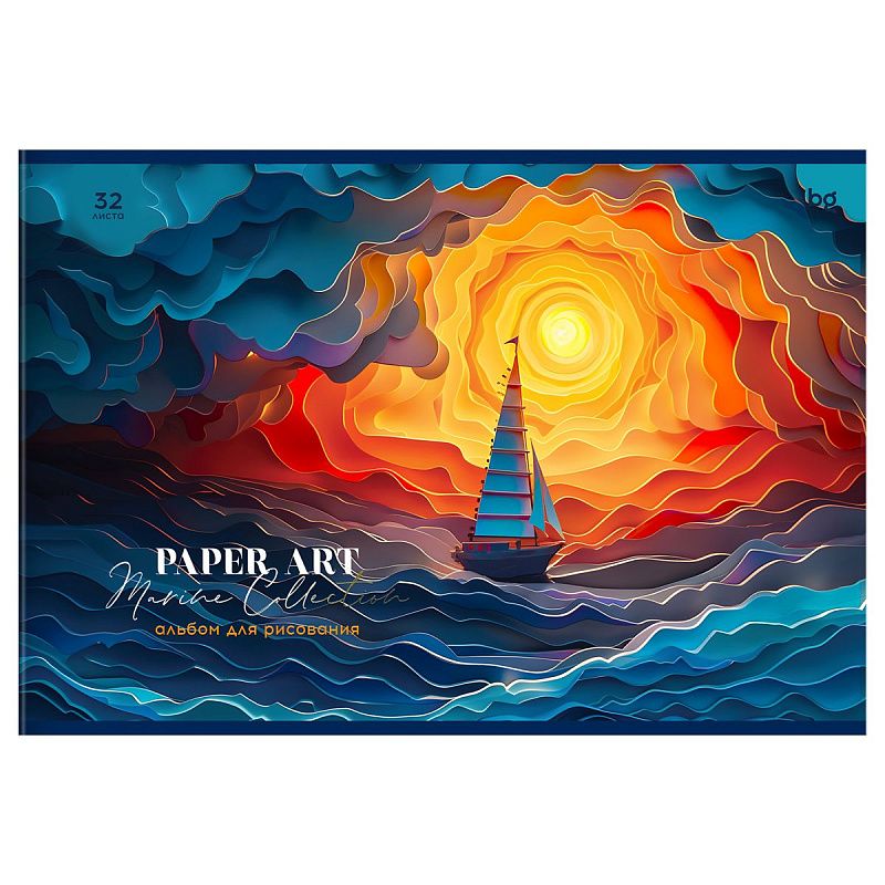 Альбом для рисования 32л., А4, на скрепке BG "Paper art", выб. лак