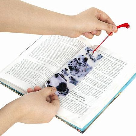 Закладка для книг 3D, BRAUBERG, объемная, "Далматинцы", с декоративным шнурком-завязкой, 125758 