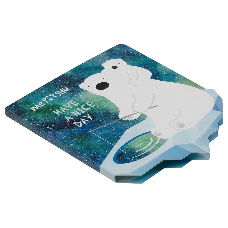 Флажки-закладки и самоклеящиеся блоки в наборе MESHU "Polar Bears", 20л*5 цветов, европодвес