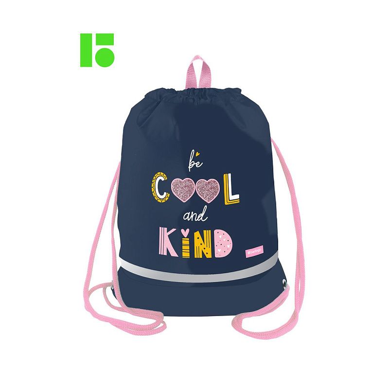 Мешок для обуви 1 отделение Berlingo "Be cool", 400*480мм, расширяющееся дно, светоотражающая лента, карман на молнии 