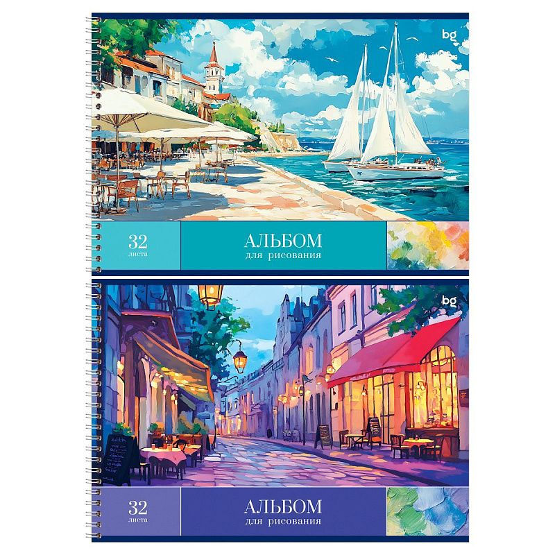 Альбом для рисования 32л., А4, на гребне BG "Пейзажи"