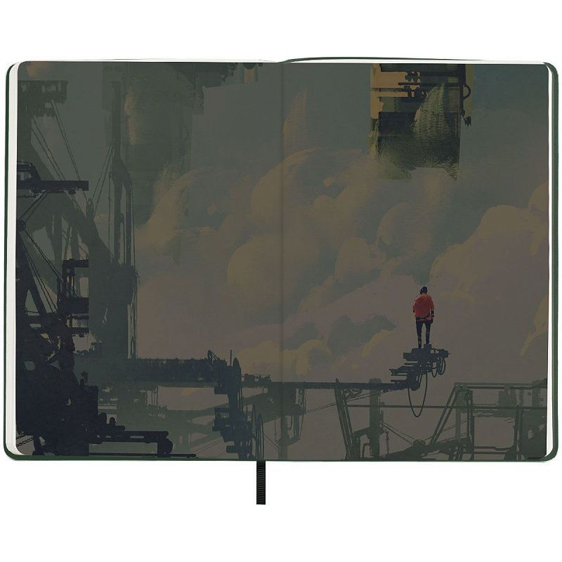 Записная книжка А5 80л. ЛАЙТ, кожзам, Greenwich Line "Future. Parallel world", с резинкой, тиснение фольгой, блок в линию