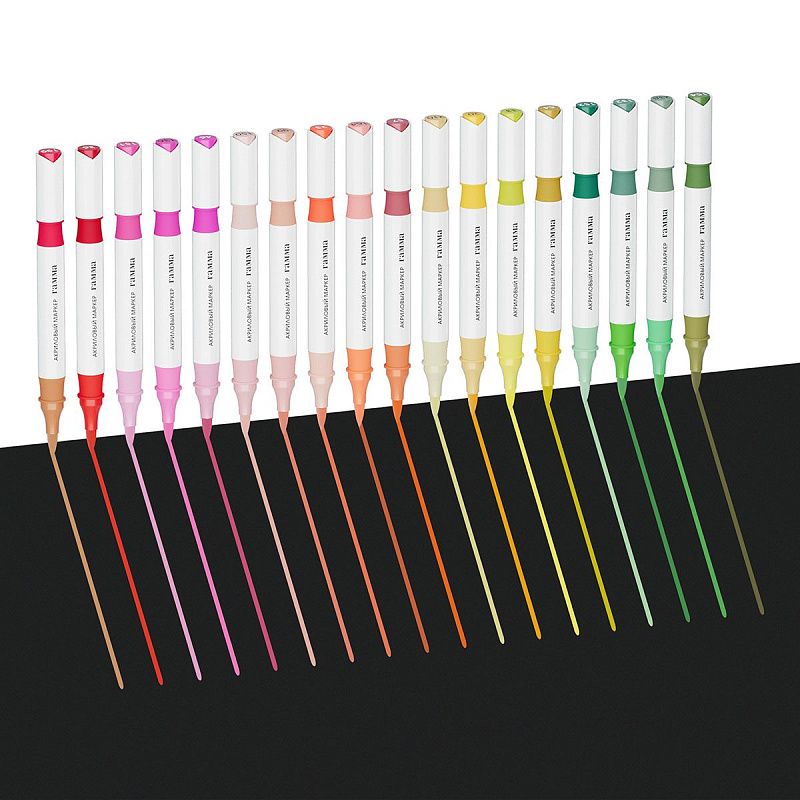 Маркеры акриловые Гамма "Классические", двухцветные, 36шт., 72 цв., пластик.бокс