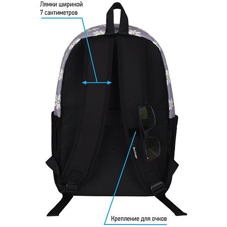 Рюкзак Berlingo Casual "Chamomile black" 39,5*27*13см, 1 отделение, 3 кармана, уплотненная спинка 