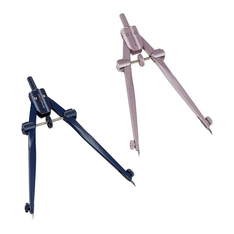 Циркуль Faber-Castell + грифели, пластиковый футляр,  цвет темно-синий., роз. золото 