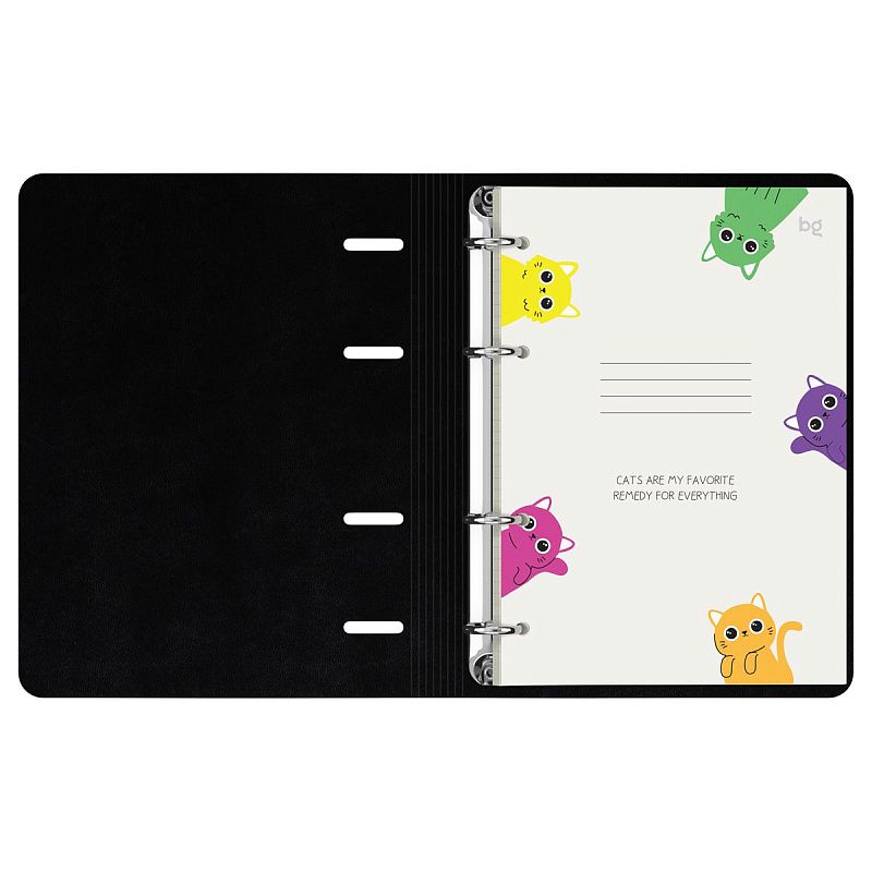 Тетрадь на кольцах А5, 120л., кожзам,  BG "Котики"