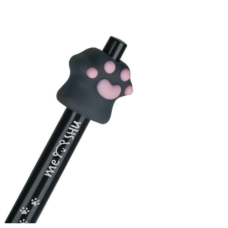 Ручка шариковая автоматическая MESHU "Nice paw" синяя, 0,7мм, корпус ассорти, с топпером 