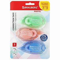 Корректирующая лента BRAUBERG PASTEL, 5 мм x 12 м, механизм перемотки, ВЫГОДНАЯ УПАКОВКА 3 штуки в блистере, 271252 Корректирующая лента BRAUBERG PASTEL, 5 мм x 12 м, механизм перемотки, ВЫГОДНАЯ УПАКОВКА 3 штуки в блистере, 271252