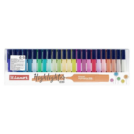 Набор текстовыделителей Luxor "Highlighter" 24цв., 1-4,5мм, чехол с европодвесом