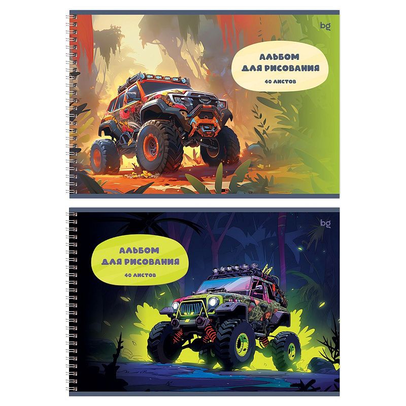 Альбом для рисования 40л., А4, на гребне BG "Гонки"