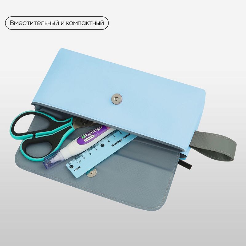 Пенал мягкий 2 отделения, 1 карман, 225*110*45 мм, Berlingo "Aquamarine", полиэстер с силиконом 