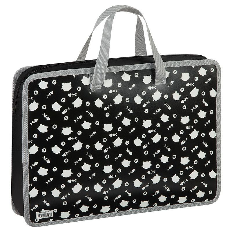 Папка с ручками А4 ArtSpace "The Black Kitten", пластик, на молнии, 70мм 