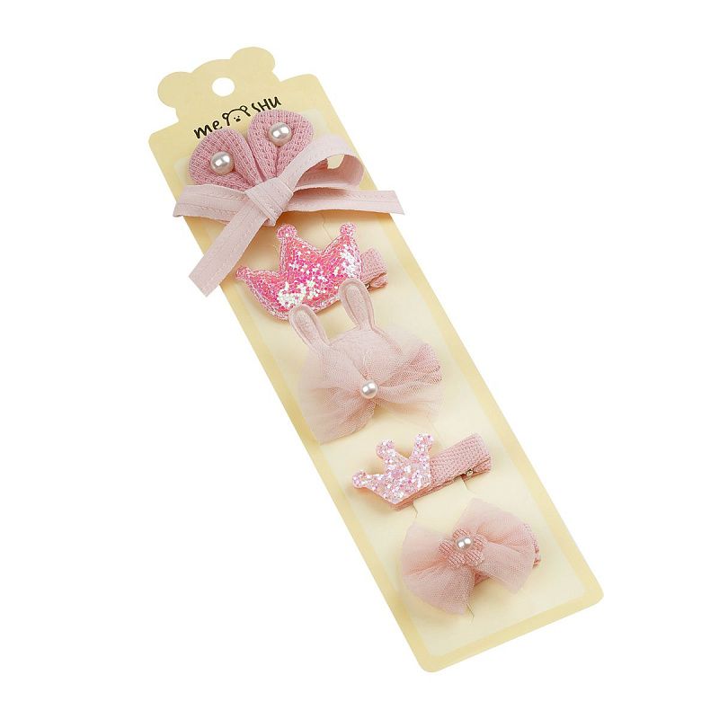 Заколки для волос MESHU, с топпером, розовые, 5шт., 4см, европодвес