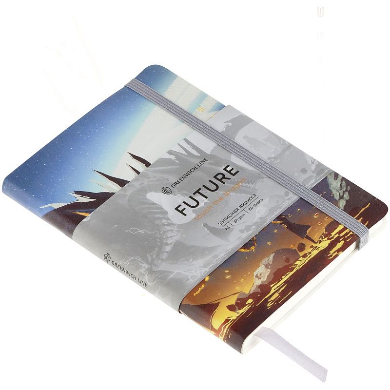 Записная книжка А6 80л. ЛАЙТ, кожзам, Greenwich Line "Touch the dragon", с резинкой, тиснение фольгой, блок в клетку