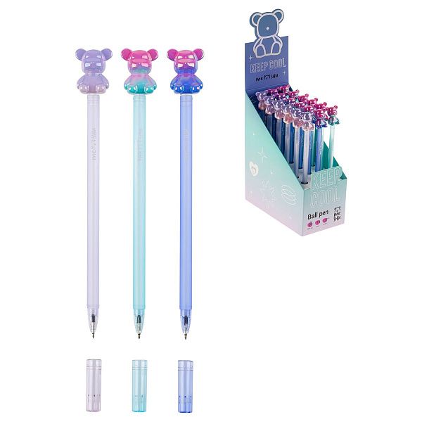 Ручка шариковая MESHU "Сool Bear" синяя, 0,7мм, корпус ассорти