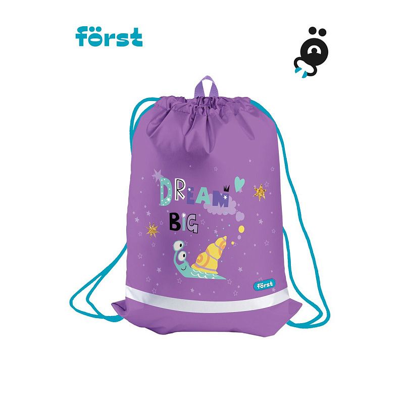 Мешок для обуви 1 отделение Först "Snail dream", 360*470мм, вентиляционная сеточка, светоотражающая полоса 